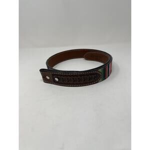 Twisted X Western Serape Stripe Brown Leather Geometric Tooled Billet‎ Size 34